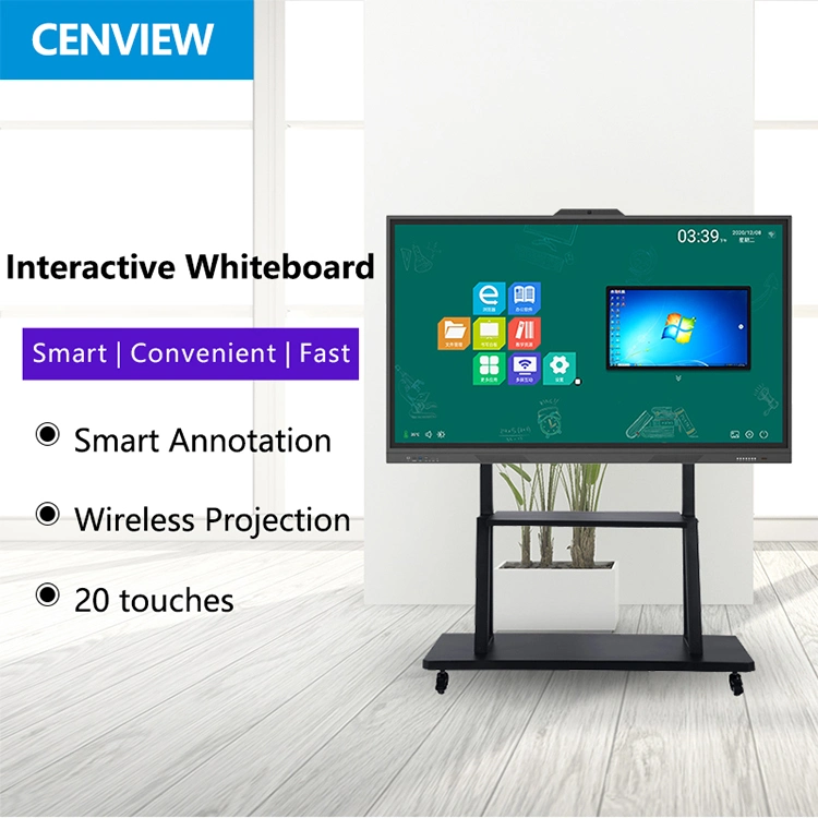 65 75 85 Inch Display LCD IR Touch Screen White Dry Erase Board Magnetic Wheels Whiteboard Writing Smart Interactive Flat Panel