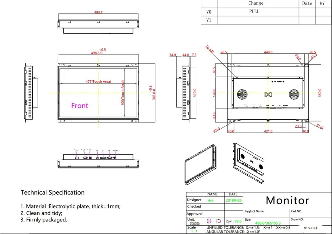 21.5 Inch Compatible Elo 2243L 2244L 2293L 2294L Gaming Slot Machine Open Frame Multiple Touch Screen Monitor with Ultra Wide TFT Display Reliable Sino Supplier