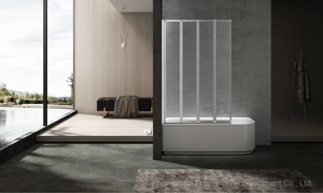 Piovt and Hinge Fold Bathtub Partition Design Frameless Tempered Glass Shower Bath Screen