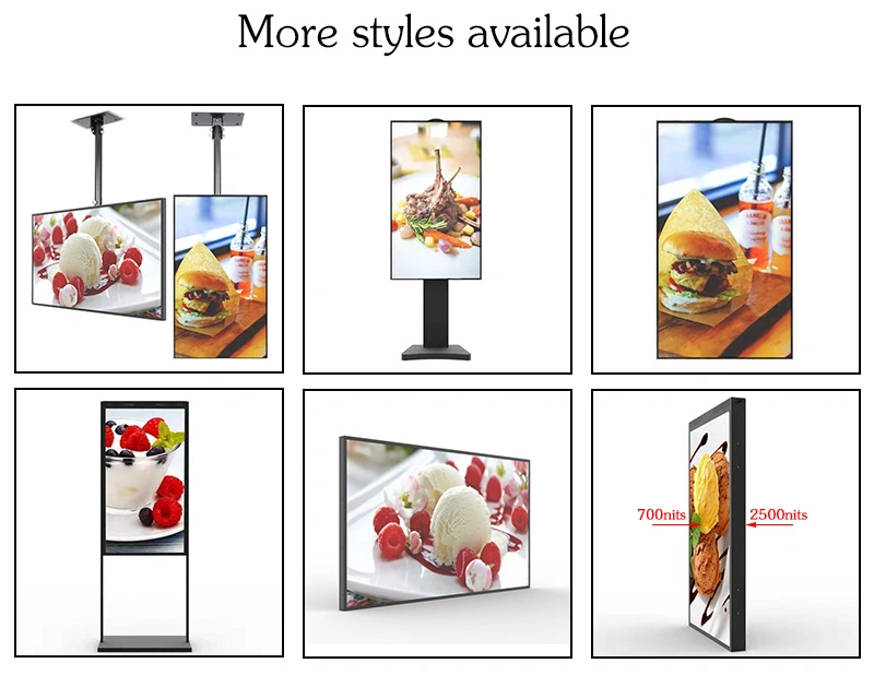 43 49 55 Inch Hanging Window Facing Display High Brightness Advertising Player Digital Signage Android LCD Display Window Monitor Sunlight Readable LCD Monitor