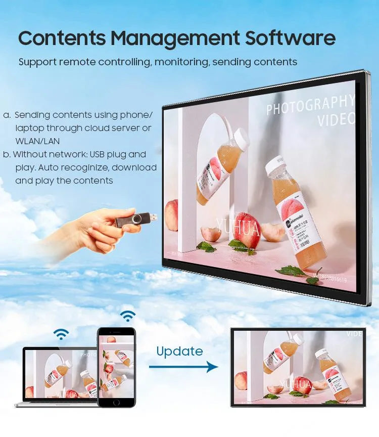 13.3 Inch LCD Advertising Display Android Ad Media Player Digital Signage HDMI Monitor Interactive Touch Screen Kiosk