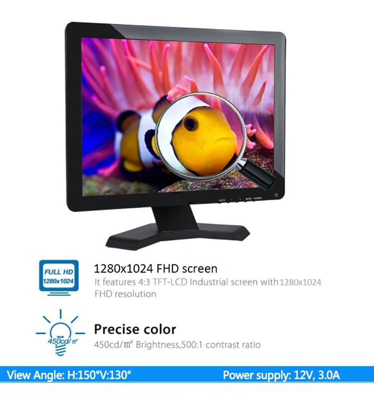 High Resolution 1280*1024p New Style 16: 10 CCTV Monitor 17 Inch