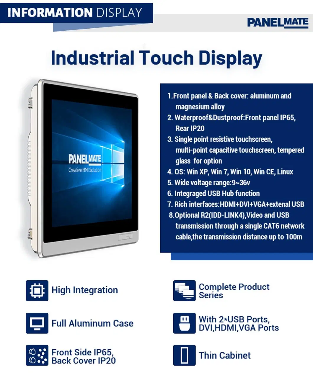10.4 Inch Industrial Embedded Control Panel IP65 Waterproof Dustproof Capacitive Touch Screen Monitor HMI LCD Display Manufacturers