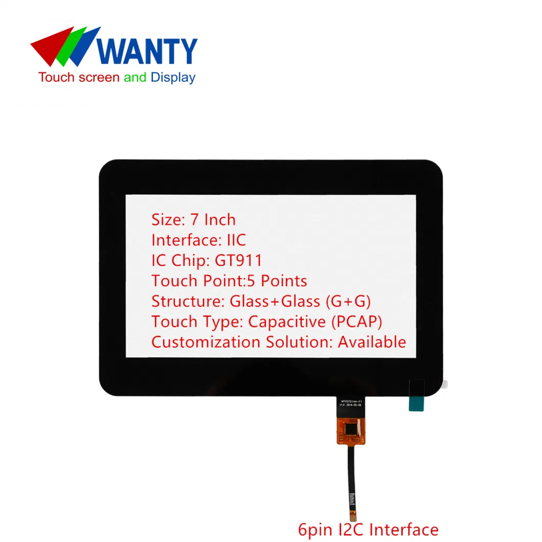 China Supplier 7 Inch IIC Industrial Touch Panel Cap Touchscreen LCD Display Monitor Projected Touch Screen