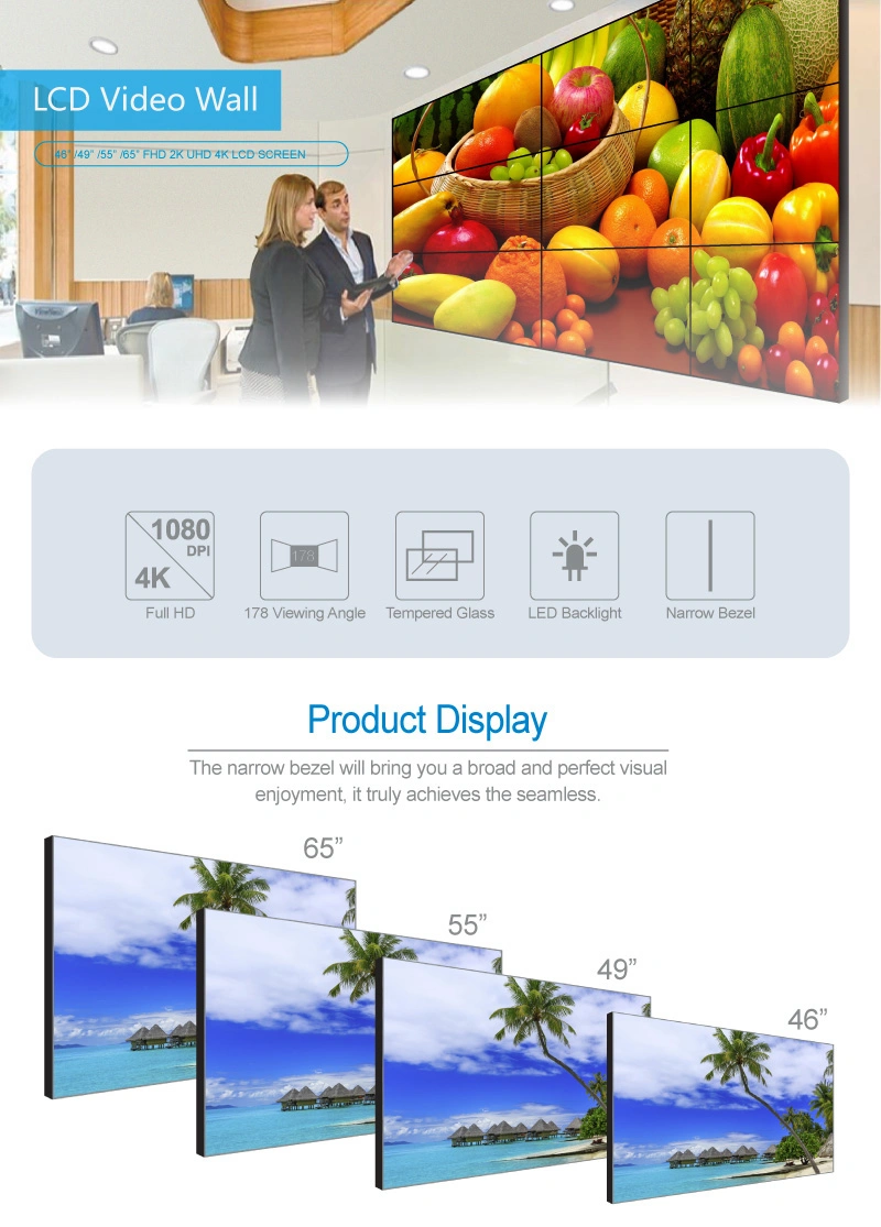 Custom Narrow Bezel 46 49 55 Inch LCD Video Wall Advertising Players Digital Signage and Display Splicing Scree