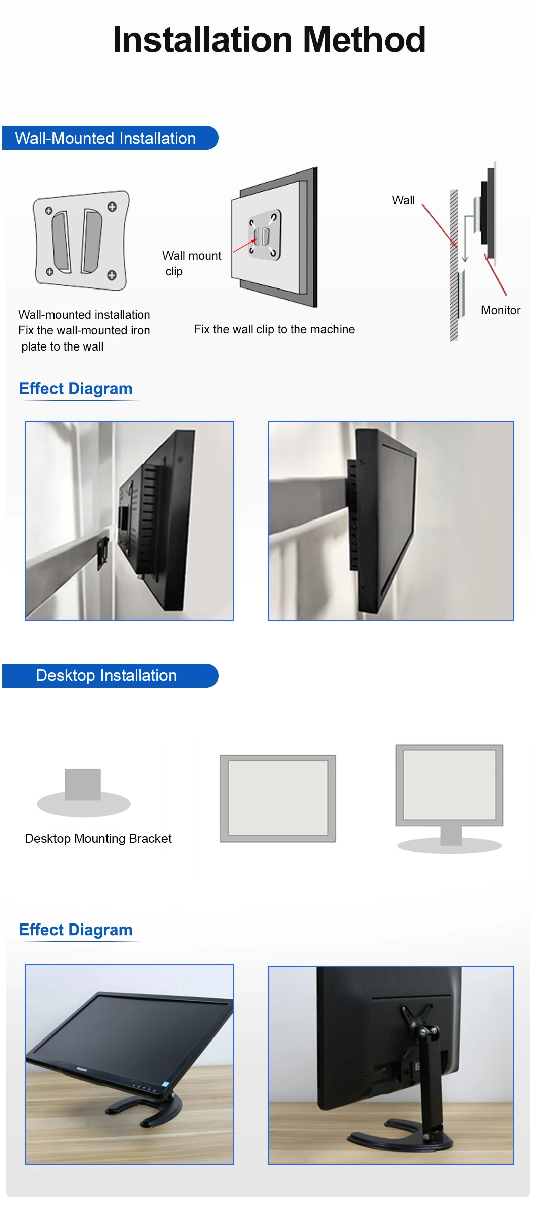 19.2 Inch 1440*900 HDMI VGA AV BNC USB Non Touch Wide Screen Plastic TFT Vesa Wall Mounted Desktop Stand OEM ODM Industrial Factory POS CCTV Monitor