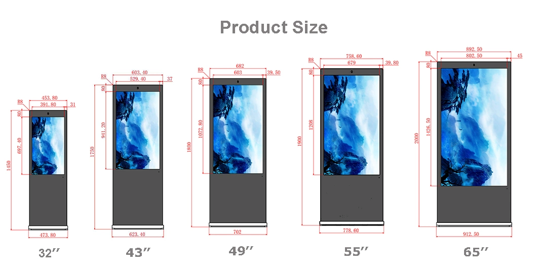 OEM ODM Vertical 43 Inch Infrared Touch Screen Floor Standing Indoor LED WiFi USB Android LCD Shopping Mall Advertising Display Digital Signage