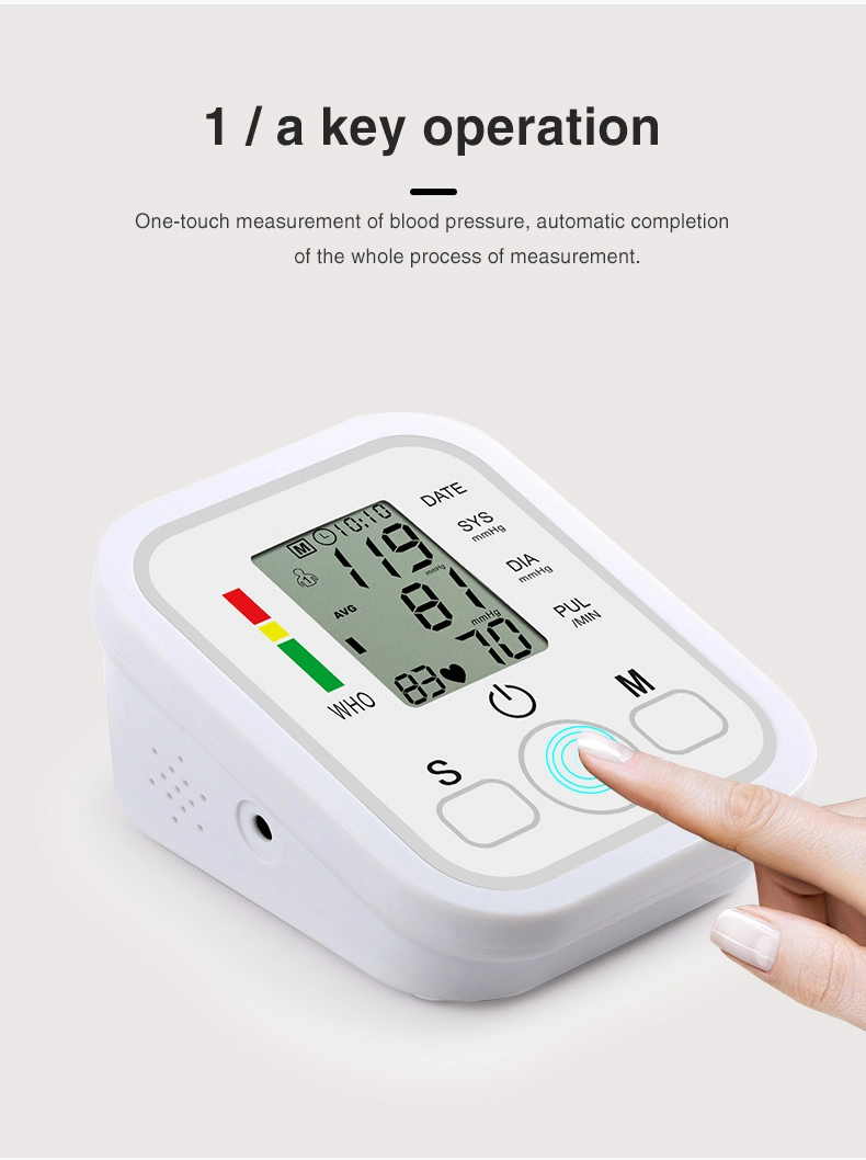 Medical Home Care Automatic Sphygmomanometer Arm Electronic Blood Pressure Monitor with LCD Digital Display and Voice Broadcast