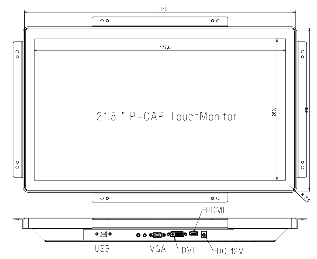 21.5 Inch Multi Touch Display Monitor Capacitive Touch LCD Screen