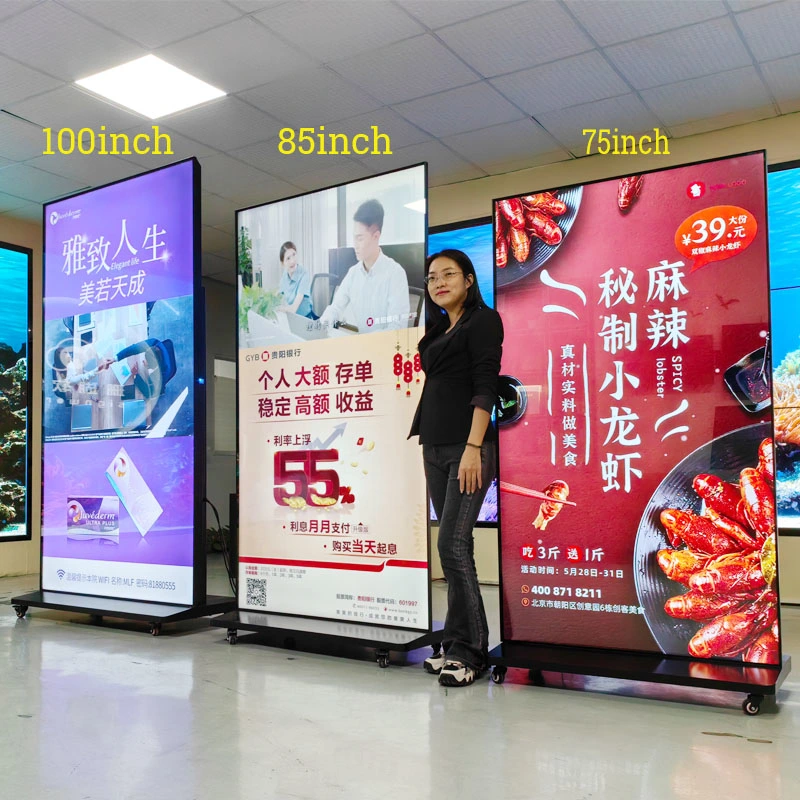 Full HD Indoor Interactive Kiosk Floor Stand Touch Screen 75 85 Inch Vertical Totem Digital Signage LCD Advertising Screen