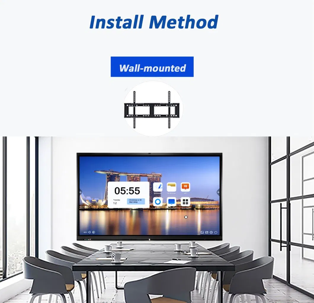 Customized Ultra HD 75inch Whiteboard Manufacturer OPS All in One IR Multi Touch Screen 4K Smart Board Interactive Flat Panel for School and Video Conference