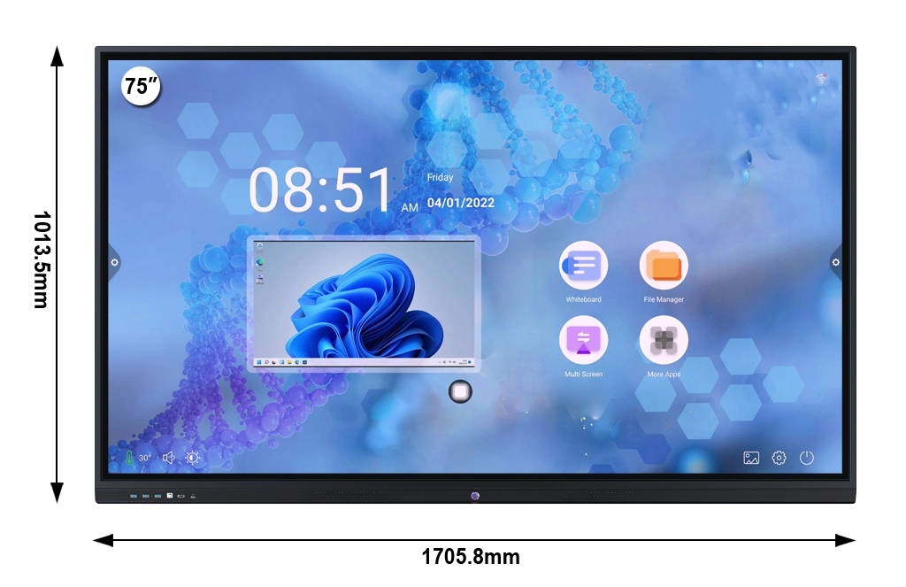 Infrared LED Touch Computer Touch Interactive All in One PC Miboard Kiosk Conference Meeting Whiteboard Display LCD Screen Ifp 75&quot; Android USB