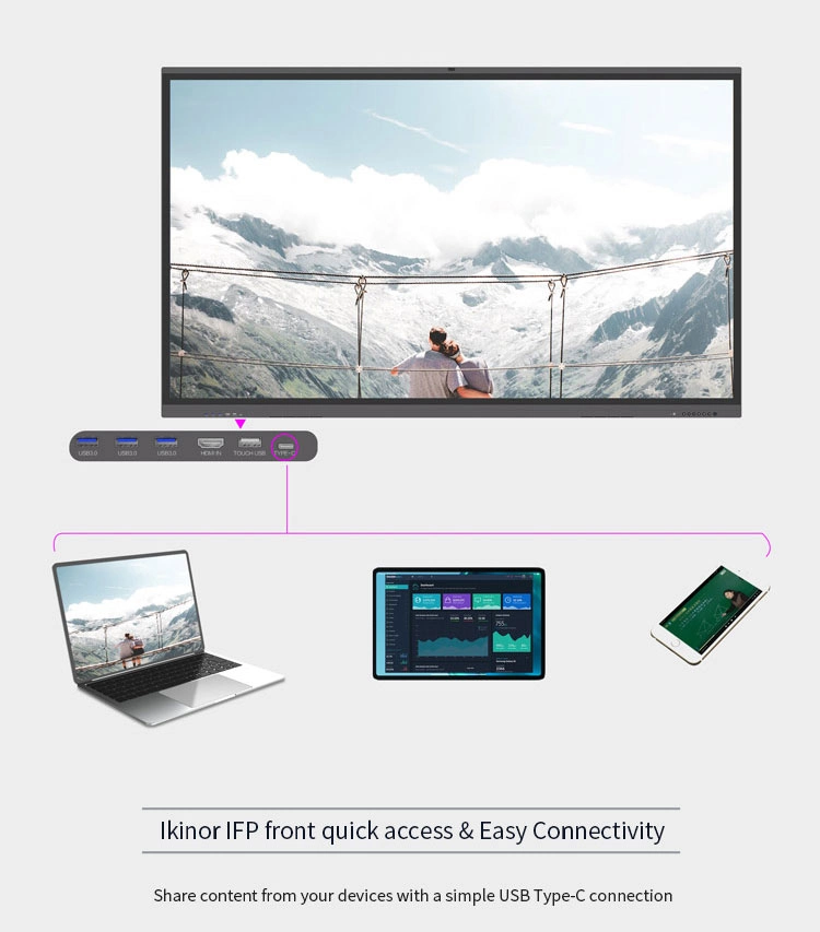 Ikinor OEM Pcap Touch Interactive Smart Board with Built in Computer 86 Inch Interactive Touch Screen