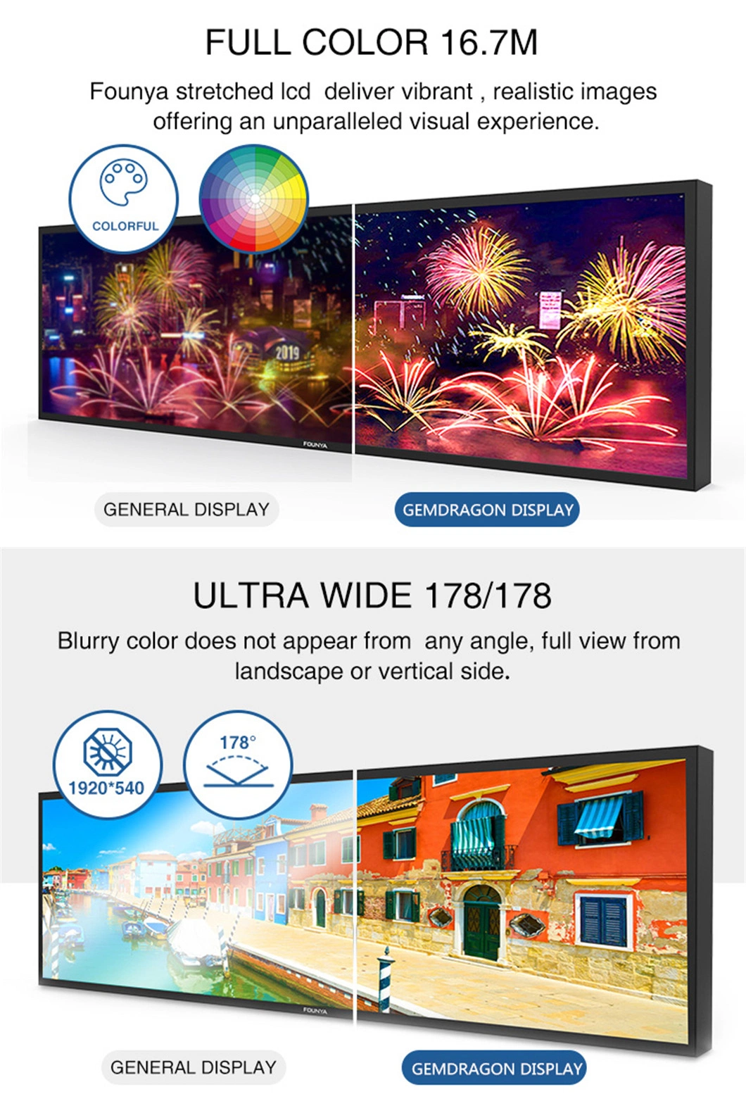 24 Inch Android Ultra Wide Stretch Bar Stretched Touch LCD Display Advertising Screen Monitor Digital Signage