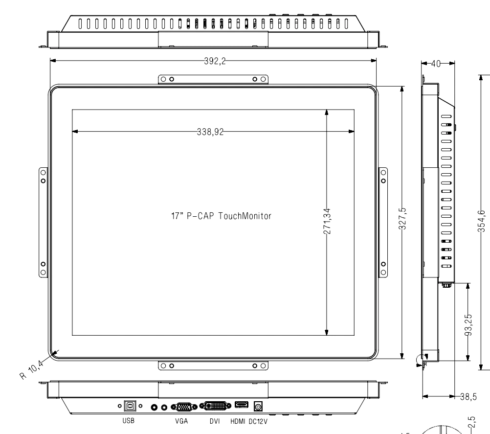 17 Inch Industrial TFT LCD Display DVI VGA Hdm1 Touch Monitor