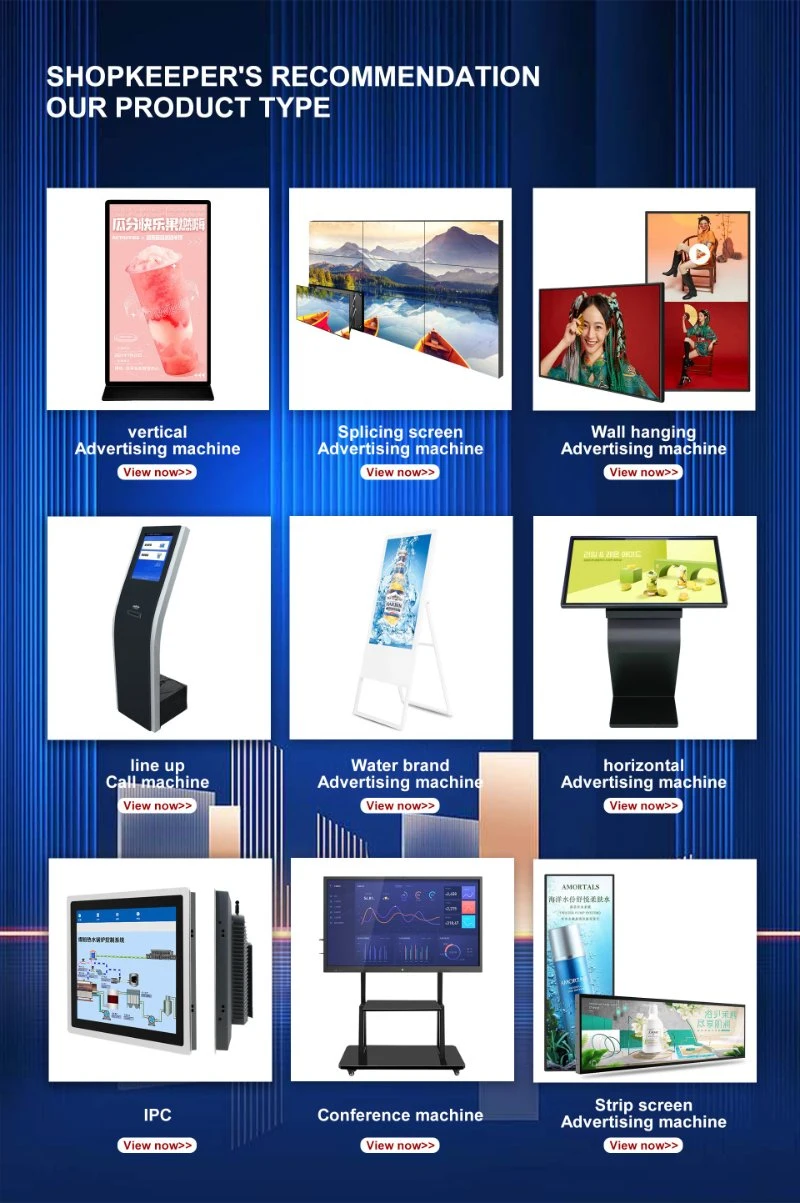 55 Inch Indoor LCD Panel 85 Inch LCD Screen 100 Inch Touch Screen HD Display Android Totem Advertisement Digital Signage Kiosk