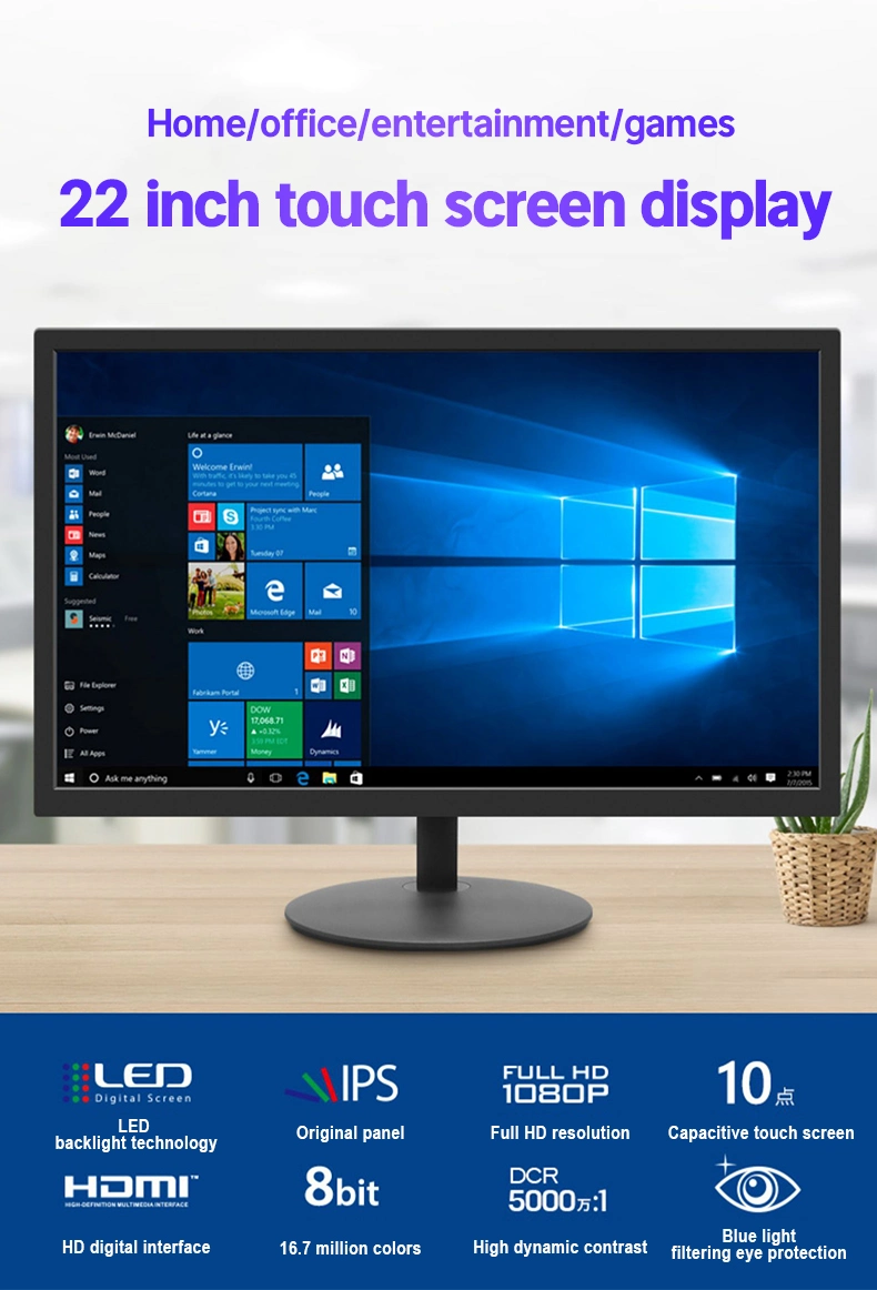 15.6 22 Inch LED Touch Screen 1920 X 1080 HD Gaming Monitor for PC in Stock Wholesale