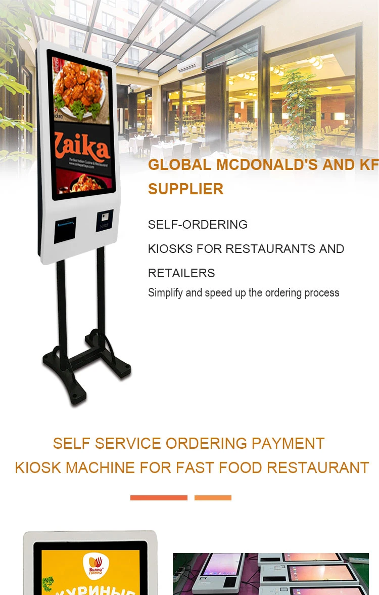 24 32 Inch Restaurant Automatic Kiosk Touch Screen Computer Unattended Self Ordering Self Service Payment Kiosk Monitor