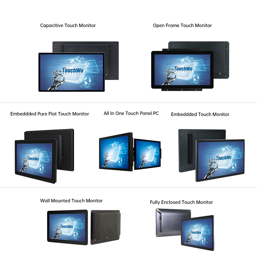 Touchwo Factory Price 21.5 23.8 27 Inches Capacitive Touch Screen LCD Monitor All in One Wall Mount Industrial Monitor