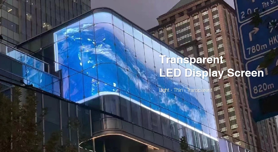 High Brightness Transparent LED Display Outdoor Over 5000 Nits Bright Transparent Screen Seamless screen Transparency