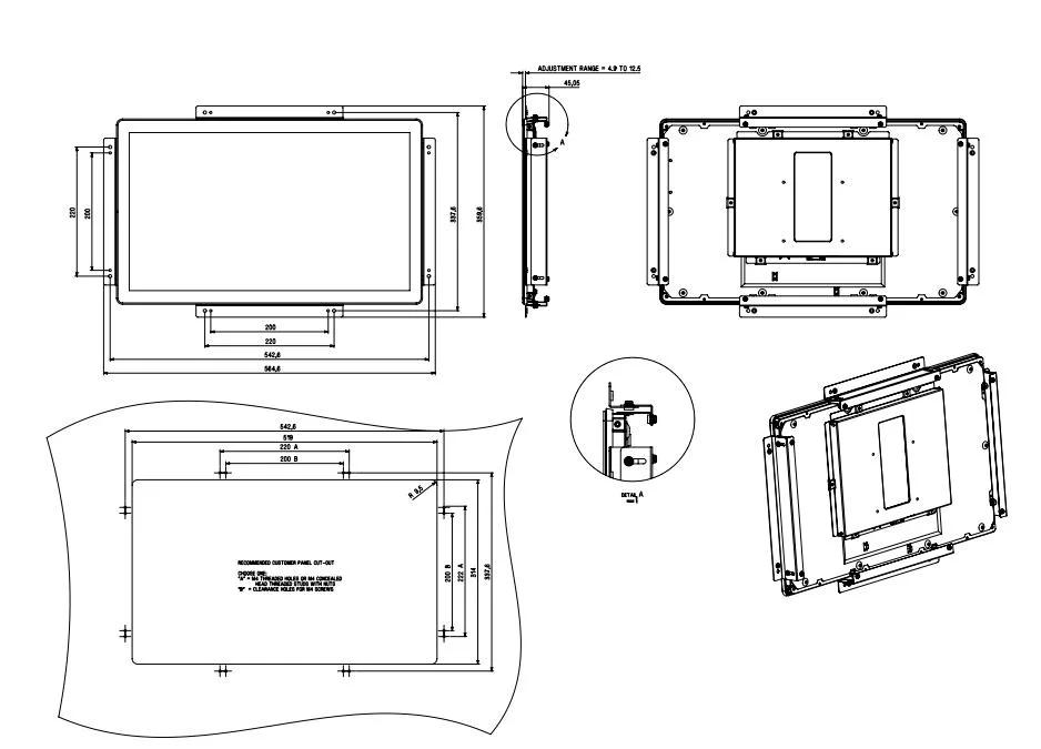 21.5 Inch Industrial LCD Display Pcap Touch Screen Monitor with Remote OSD