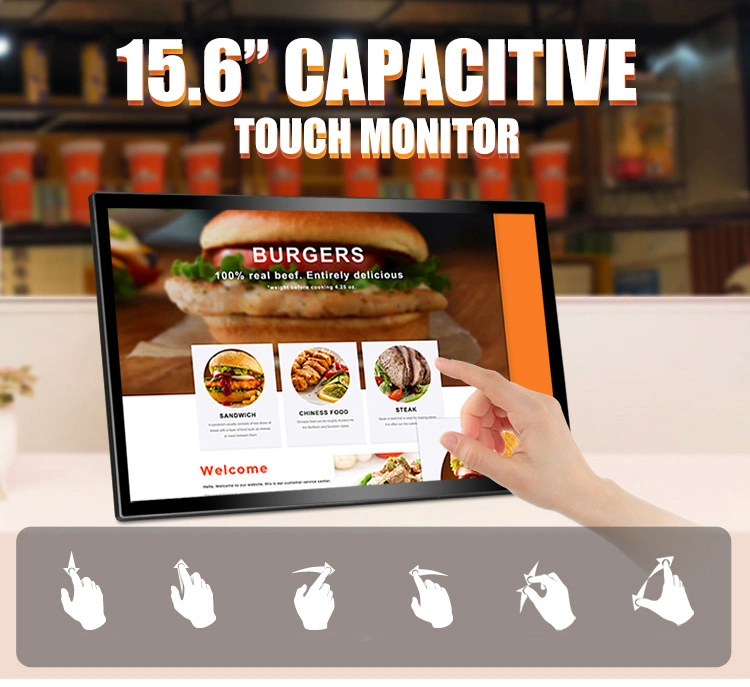 15.6 Inch LED Panel Capacitive LCD Screen Touch Monitor with USB HDMI
