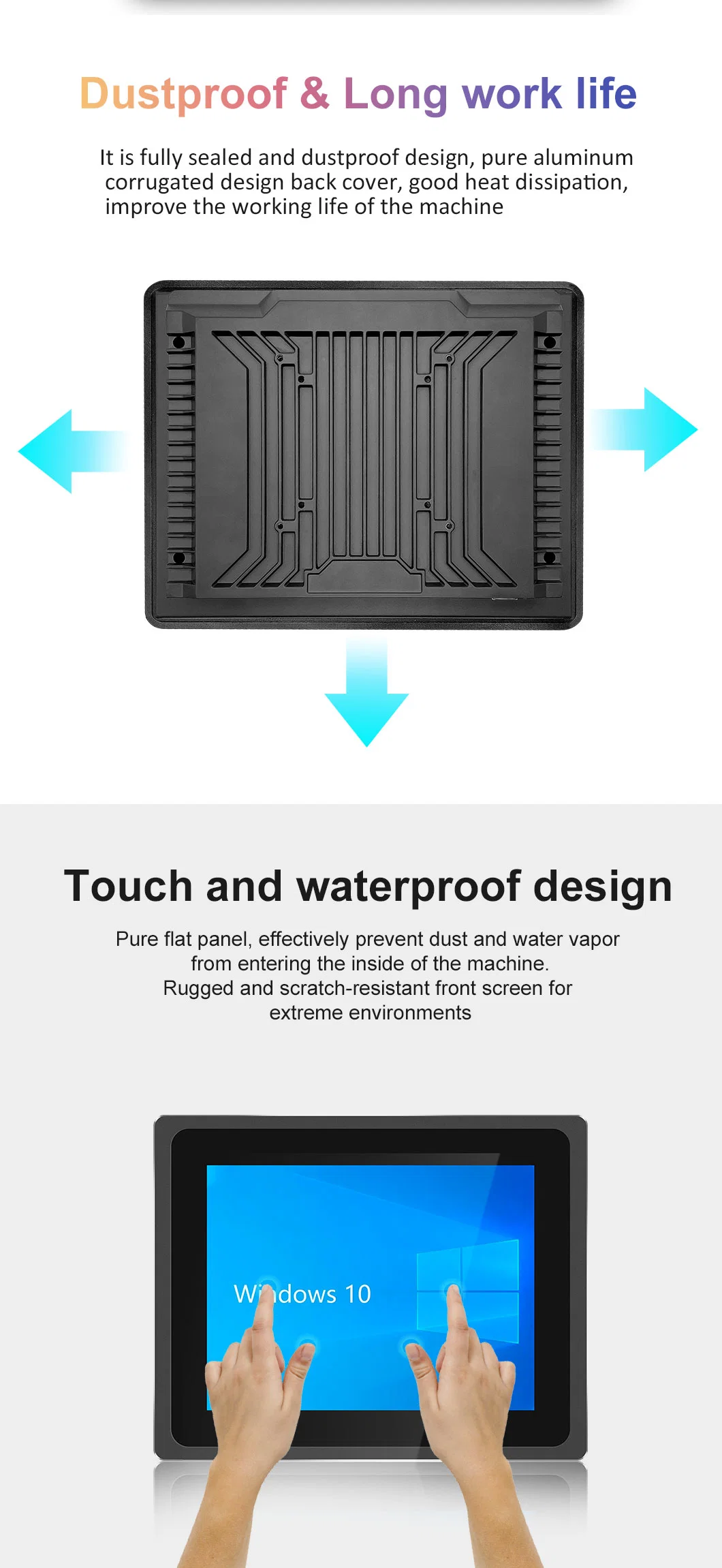 10.4 12.1 15 17 19 Inch RS485 RS232 IP65 Waterproof Aluminum All in One PC Touchscreen Fanless Industrial PC I3 I5 I7