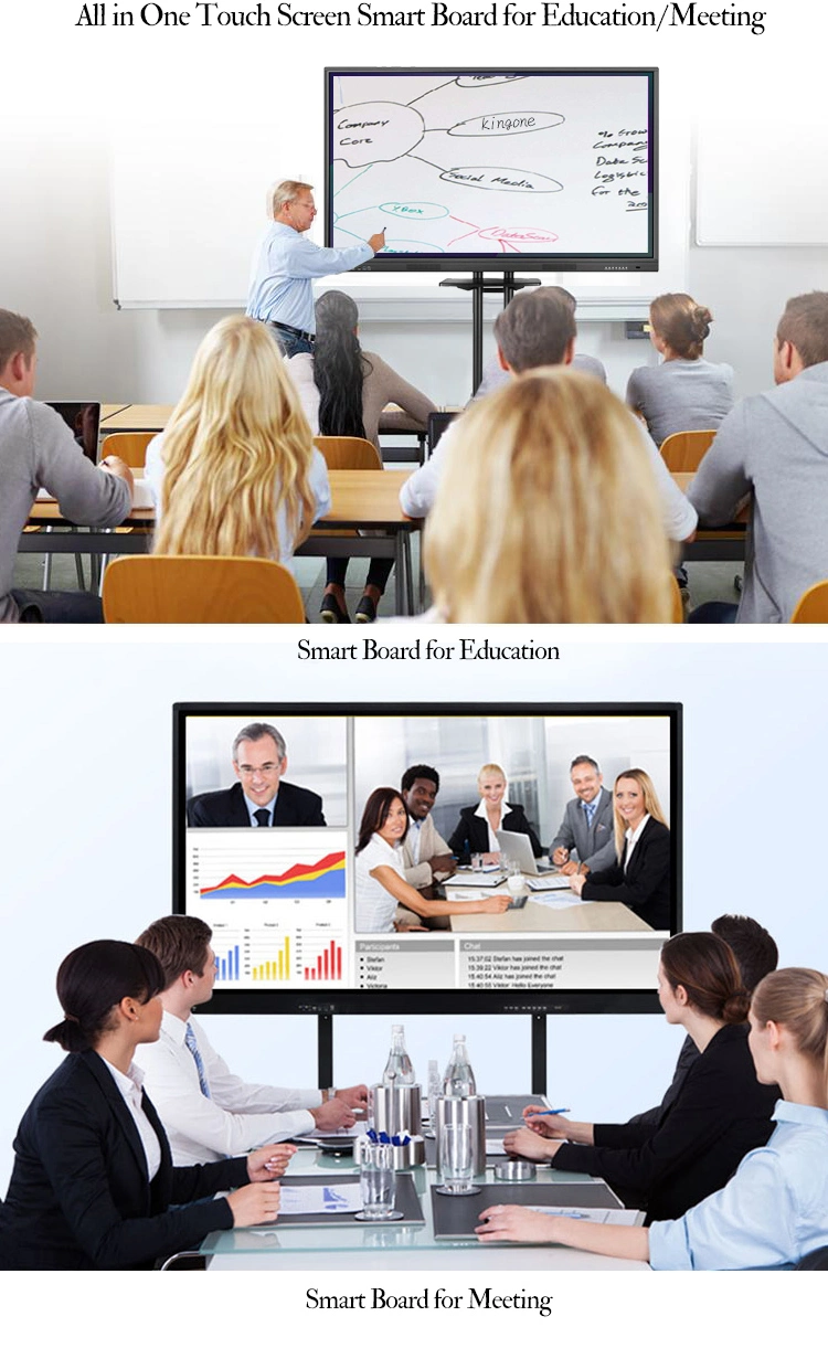 Professional Touch Scree Smart Write Board Flat Panel LED 4K Screen Interactive Whiteboard