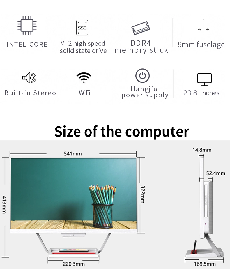 Yowxii 23.8 Inch Touch Screen All-in-One PC Built in DVD Business Office and Home Gaming All-in-One Computer