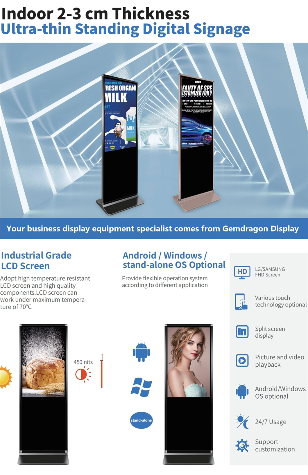 32 42 43 55 65 Inch Totem Vertical Display Price Interactive Touch Screen Digital Signage Kiosk Android Display Boards Suppliers Advertising LED Monitor