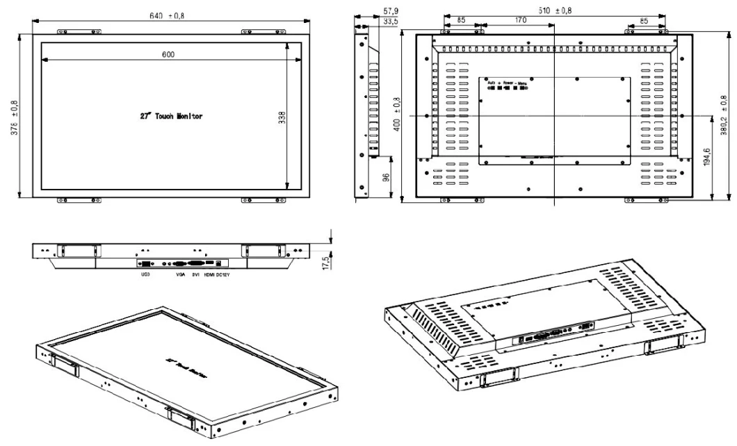 Professional Manufacturer Large IR Touch Screen Monitor 27 Infrared Touch Display