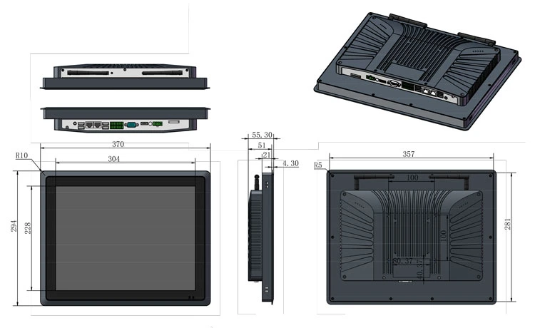 Rackmount / Desktop / Wall Mount / Embedded All in One PC 3558u 2GB 32GB Touchscreen 15 Inch Tablet PC Industrial Computer