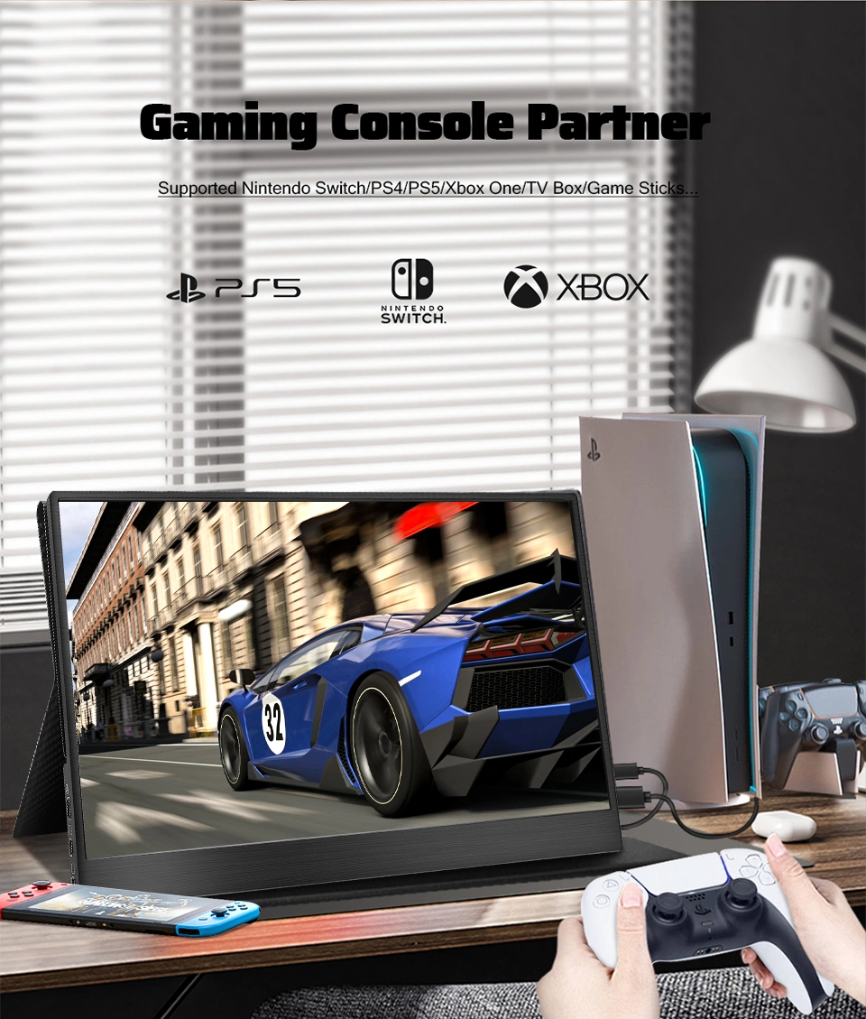 17.3 Inch IPS-a 4K Computer Display Mobile Screen 100% NTSC Hdr 400CD/M Portable External PC Gaming Monitor for Laptop