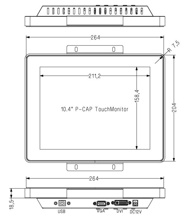 10.4 Inch LCD Display Panel PC Linux Windows Industrial Grade Touchscreen Monitor