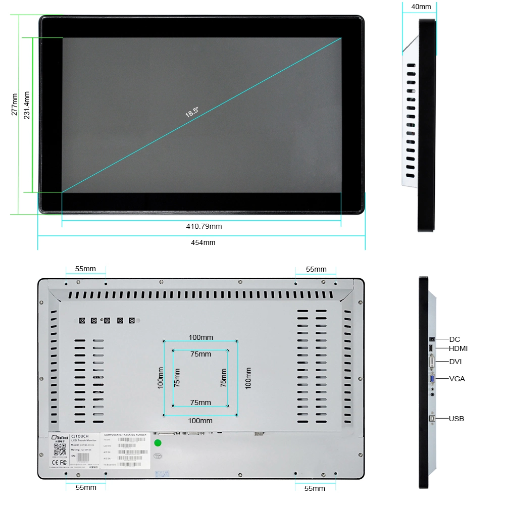 Cjtouch 18.5 Inch TFT-LCD Industrial Grade Raspberry Pi Touchscreen Touch Screen Monitor