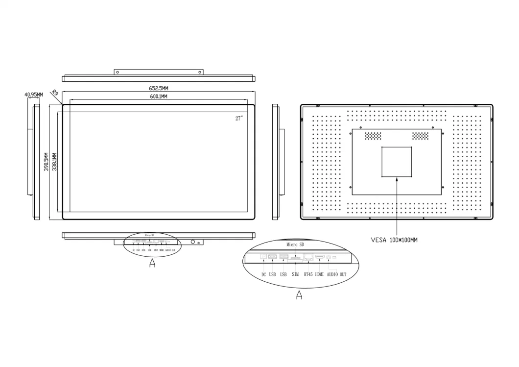 27 Inch Touch Dual Screen Android Computer Monitor 2560X1440