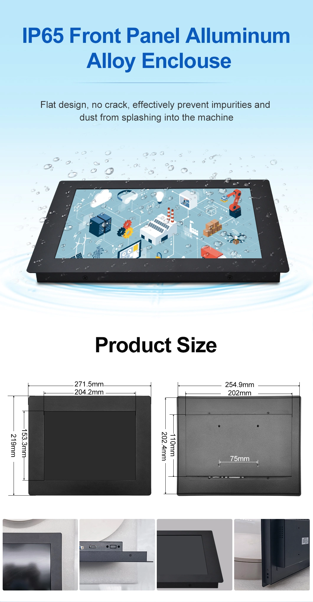 7 8 9 10&quot; 12&quot; 15&quot; 17&quot; 19&prime;&prime; Inch 800*600 HD-Mi VGA DVI Resistive Square Touch Screen Metal Case TFT Embedded OEM ODM Industrial LCD Monitor
