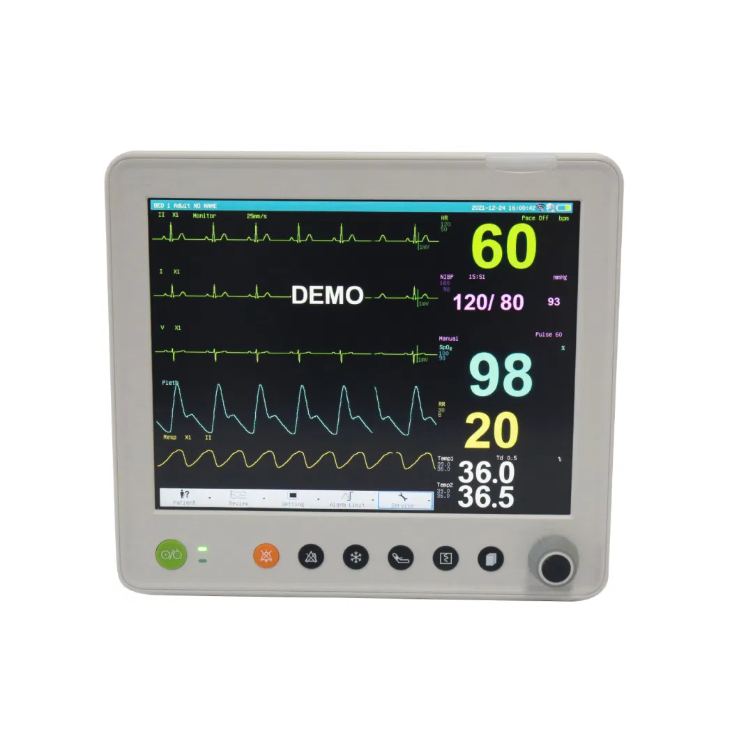 Portable 12.1&quot; Multiparameter Patient Monitor with Optional Touch Screen