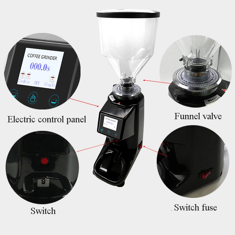 Black/Write 0.5kg/1kg Coffee Bean Grinding Machine for Home/Shop LED Screen Touch
