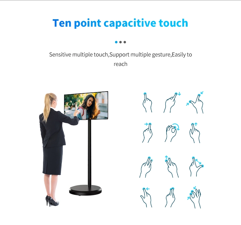 Touch Screen Advertising Monitor 21.5 27 32 Inch Movable Rechargeable LCD Standbyme Smart TV Stand by Me Standby Me
