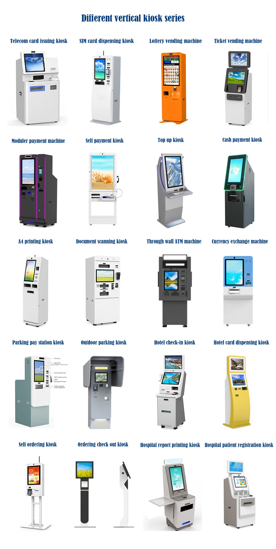 Dual-Touchscreen Windows PC Receipt Printer ID Room Card Reader Dispenser Self Hotel Check in out Terminal Kiosk Machine OEM