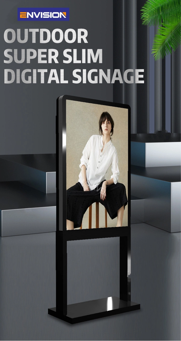 Wind-Cooled Vertical Screen Landing Ultra-Thin Outdoor Advertising Machine LCD Floor Ad Screen Outdoor Touch Technology Kiosk Multi Touchscreen