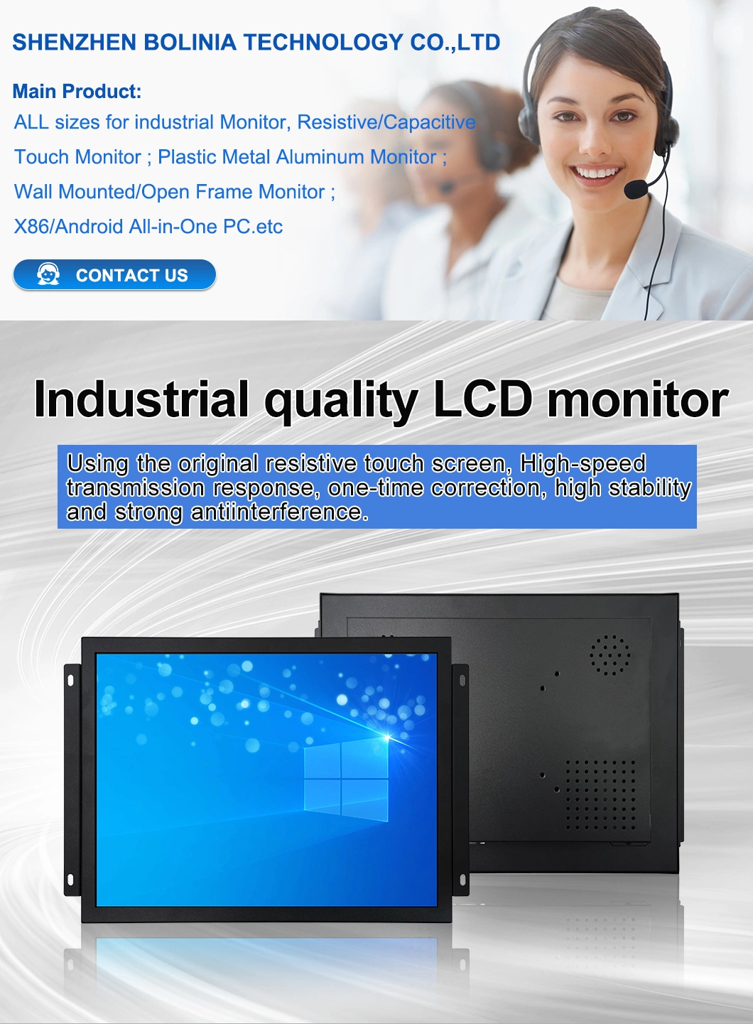 15&prime;&prime; Inch 1024*768 Non Touch Screen Open Frame Metal Casing Display Industrial Grade LCD Monitor