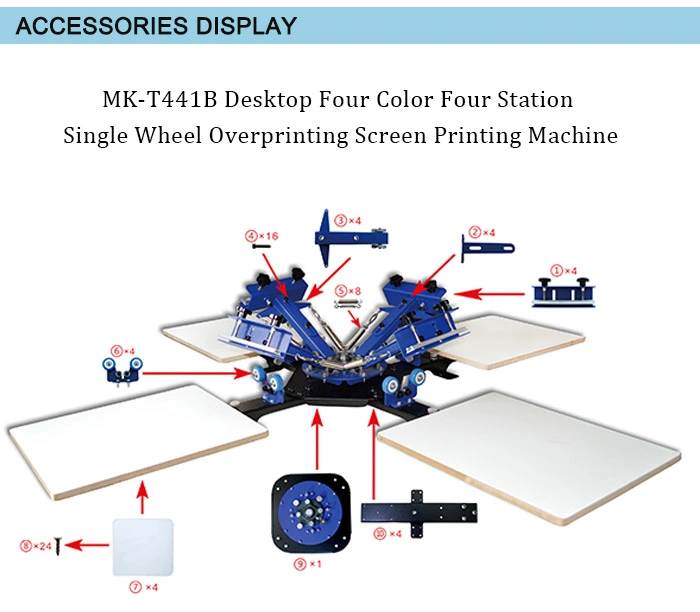 Mk-T411b Four Color One Station Desktop Screen Printing Machine