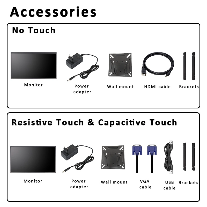 27 Inch Open Frame Vesa Wall Mount Touch Screen LCD Monitor