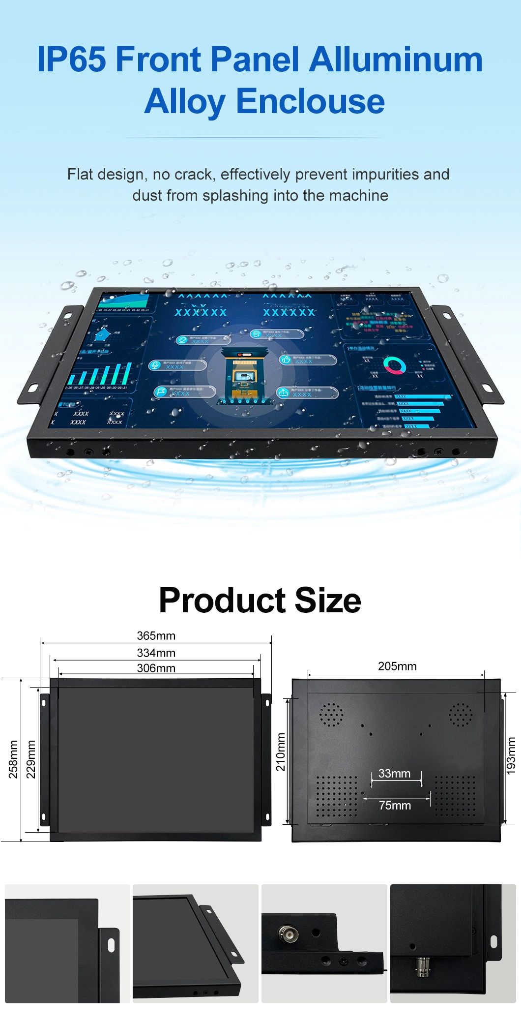 15&prime;&prime; Inch 1024*768 Non Touch Screen Open Frame Metal Casing Display Industrial Grade LCD Monitor