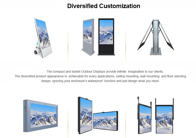 Wind-Cooled Vertical Screen Landing Ultra-Thin Outdoor Advertising Machine LCD Floor Ad Screen Outdoor Touch Technology Kiosk Multi Touchscreen