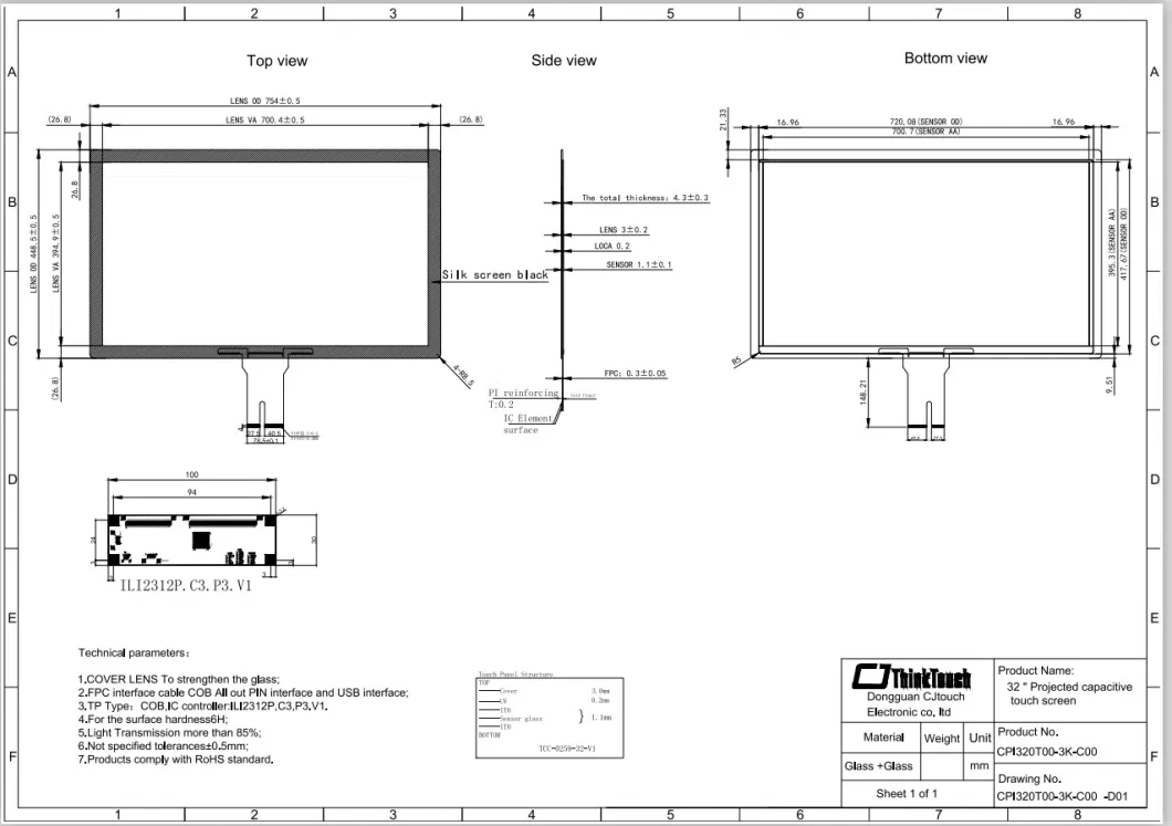 Cjtouch Capacitive Touchscreen 32 Inches Pcap Multi Touch Capacitive Touchscreen