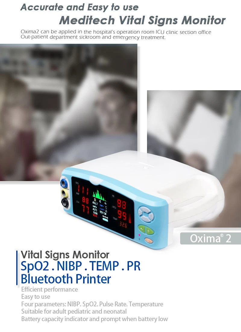 Vital Signs Monitor of 4 Parameters (NIBP, SpO2, PR, Temperature)