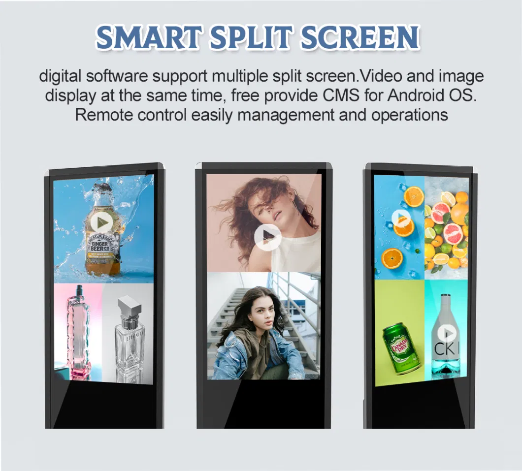 Window Indoor Android Software Kiosk Floor Stand Advertising Equipment Digital Signage Full Screen